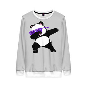 Женский свитшот 3D с принтом Panda в Тюмени, 100% полиэстер с мягким внутренним слоем | круглый вырез горловины, мягкая резинка на манжетах и поясе, свободная посадка по фигуре | panda dab | животные | панда