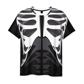 Мужская футболка 3D с принтом Скелет в Тюмени, 100% полиэфир | прямой крой, круглый вырез горловины, длина до линии бедер | Тематика изображения на принте:   | кости | ребра | скелет