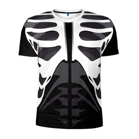 Мужская футболка 3D спортивная с принтом Скелет в Тюмени, 100% полиэстер с улучшенными характеристиками | приталенный силуэт, круглая горловина, широкие плечи, сужается к линии бедра | Тематика изображения на принте:   | кости | ребра | скелет