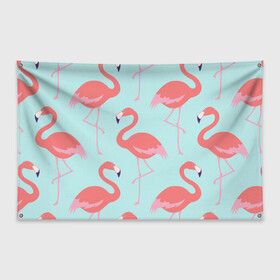 Флаг-баннер с принтом Flamingos pattern в Тюмени, 100% полиэстер | размер 67 х 109 см, плотность ткани — 95 г/м2; по краям флага есть четыре люверса для крепления | animals | beautiful | bird | birds | birdy | blue | color | flamingo | nature | wild | белое | голубое | животные | красивое | красота | милое | природа | птица | птицы | птичка | птички | синее | фламинго | цвет | яркое