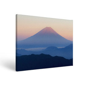 Холст прямоугольный с принтом Фудзияма в Тюмени, 100% ПВХ |  | fuji | вулкан | горы | рассвет | солнце | туман | утро | япония