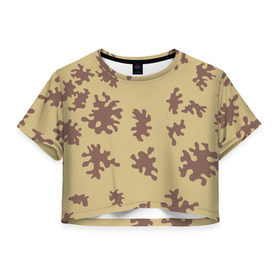 Женская футболка 3D укороченная с принтом Камуфляж Амеба РККА хаки в Тюмени, 100% полиэстер | круглая горловина, длина футболки до линии талии, рукава с отворотами | 
