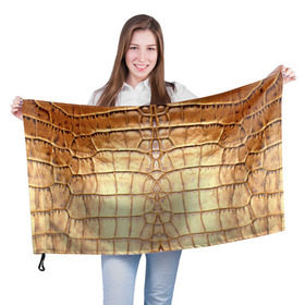 Флаг 3D с принтом Крокодил в Тюмени, 100% полиэстер | плотность ткани — 95 г/м2, размер — 67 х 109 см. Принт наносится с одной стороны | аллигатор | варан | игуана | кайман | кожа | крокодил | питон | ящерица