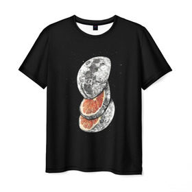 Мужская футболка 3D с принтом Луна дольками в Тюмени, 100% полиэфир | прямой крой, круглый вырез горловины, длина до линии бедер | апельсин | грейпфрут | ломтики | цитрус