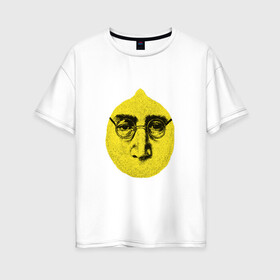 Женская футболка хлопок Oversize с принтом John Lemon карандашем в Тюмени, 100% хлопок | свободный крой, круглый ворот, спущенный рукав, длина до линии бедер
 | john lennon | the beatles | битлз | джон леннон | лимон