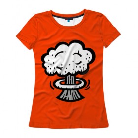 Женская футболка 3D с принтом Bomb в Тюмени, 100% полиэфир ( синтетическое хлопкоподобное полотно) | прямой крой, круглый вырез горловины, длина до линии бедер | 3d | smoke | бомба | война | грибок | дым | огонь | ядерный взрыв