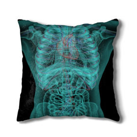 Подушка 3D с принтом рентген человека в Тюмени, наволочка – 100% полиэстер, наполнитель – холлофайбер (легкий наполнитель, не вызывает аллергию). | состоит из подушки и наволочки. Наволочка на молнии, легко снимается для стирки | кости | органы | рентген | человек