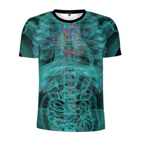 Мужская футболка 3D спортивная с принтом рентген человека в Тюмени, 100% полиэстер с улучшенными характеристиками | приталенный силуэт, круглая горловина, широкие плечи, сужается к линии бедра | кости | органы | рентген | человек