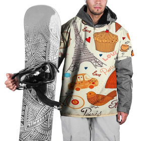 Накидка на куртку 3D с принтом Paris pattern в Тюмени, 100% полиэстер |  | 3d | love | арт | еда | любовь | надписи | париж | паттерн | птицы | сердечки | текстура