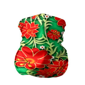 Бандана-труба 3D с принтом Узор из цветов в Тюмени, 100% полиэстер, ткань с особыми свойствами — Activecool | плотность 150‒180 г/м2; хорошо тянется, но сохраняет форму | 3d | арт | астры | красные | ромашки | узор | цветы