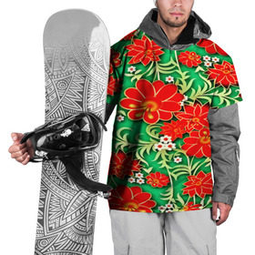 Накидка на куртку 3D с принтом Узор из цветов в Тюмени, 100% полиэстер |  | 3d | арт | астры | красные | ромашки | узор | цветы
