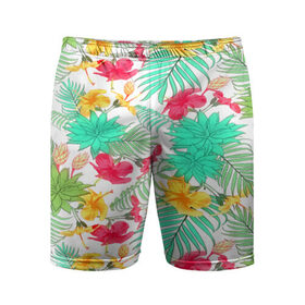 Мужские шорты 3D спортивные с принтом Tropical pattern в Тюмени,  |  | 3d | арт | лето | пальмы | текстура | тропический | узор | цветы