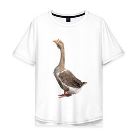 Мужская футболка хлопок Oversize с принтом Gus power в Тюмени, 100% хлопок | свободный крой, круглый ворот, “спинка” длиннее передней части | Тематика изображения на принте: белый | гуси | животные | птицы