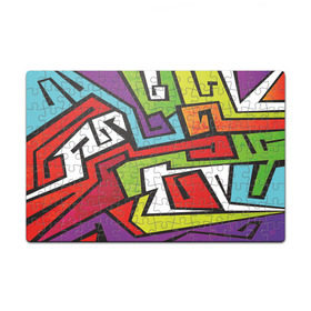 Пазл магнитный 126 элементов с принтом Цветные граффити в Тюмени, полимерный материал с магнитным слоем | 126 деталей, размер изделия —  180*270 мм | арт | белый | граффити | жёлтый | зелёный | искусство | красный | лучшее | новинки | полосы | популярное | синий | узоры | фиолетовый | цвет | цветные граффити