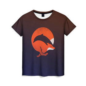 Женская футболка 3D с принтом Лисица и дельфин в Тюмени, 100% полиэфир ( синтетическое хлопкоподобное полотно) | прямой крой, круглый вырез горловины, длина до линии бедер | Тематика изображения на принте: fox | два в одном | животное | зверь | красивая | лис | лиса | лисенок | лисица | лисичка | мех | патрикеевна | плутовка | прикольная | природа | рисунок | рыба | рыжая | рыжий цвет | сказка | хвост | хитрая