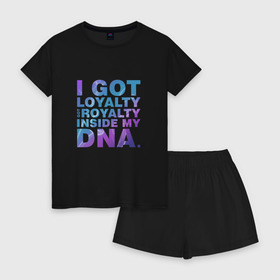 Женская пижама с шортиками хлопок с принтом DNA Кендрик Ламар в Тюмени, 100% хлопок | футболка прямого кроя, шорты свободные с широкой мягкой резинкой | damn | hip hop | kendrick lamar | rap | рэп
