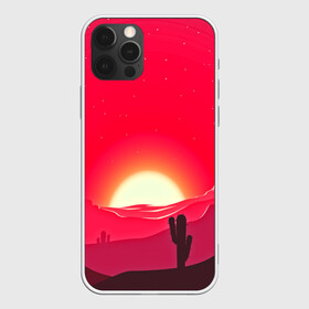 Чехол для iPhone 12 Pro с принтом Gorgeous sunset в Тюмени, силикон | область печати: задняя сторона чехла, без боковых панелей | 3d | арт | дикий запад | закат | кактус | природа | солнце