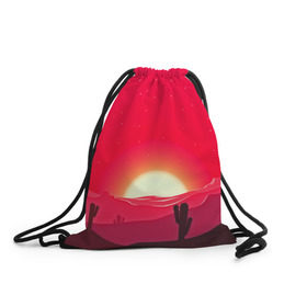 Рюкзак-мешок 3D с принтом Gorgeous sunset в Тюмени, 100% полиэстер | плотность ткани — 200 г/м2, размер — 35 х 45 см; лямки — толстые шнурки, застежка на шнуровке, без карманов и подкладки | 3d | арт | дикий запад | закат | кактус | природа | солнце