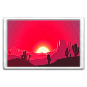 Магнит 45*70 с принтом Gorgeous sunset в Тюмени, Пластик | Размер: 78*52 мм; Размер печати: 70*45 | Тематика изображения на принте: 3d | арт | дикий запад | закат | кактус | природа | солнце