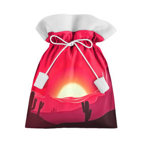 Подарочный 3D мешок с принтом Gorgeous sunset в Тюмени, 100% полиэстер | Размер: 29*39 см | Тематика изображения на принте: 3d | арт | дикий запад | закат | кактус | природа | солнце