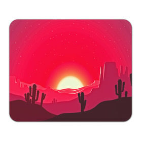 Коврик прямоугольный с принтом Gorgeous sunset в Тюмени, натуральный каучук | размер 230 х 185 мм; запечатка лицевой стороны | 3d | арт | дикий запад | закат | кактус | природа | солнце