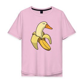 Мужская футболка хлопок Oversize с принтом утка банан в Тюмени, 100% хлопок | свободный крой, круглый ворот, “спинка” длиннее передней части | banana | duck | meme | банан | мем | утка