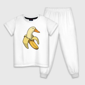 Детская пижама хлопок с принтом утка банан в Тюмени, 100% хлопок |  брюки и футболка прямого кроя, без карманов, на брюках мягкая резинка на поясе и по низу штанин
 | banana | duck | meme | банан | мем | утка