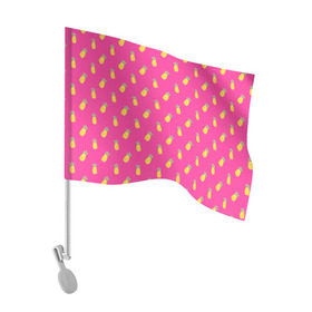 Флаг для автомобиля с принтом Ананасы в Тюмени, 100% полиэстер | Размер: 30*21 см | акварель | ананас | арт | лето | орнамент | паттерн | розовый | тропики | узор | фрукт | фрукты