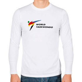 Мужской лонгслив хлопок с принтом World Taekwondo logo в Тюмени, 100% хлопок |  | Тематика изображения на принте: world taekwondo | wt | логотип | тхэквондо