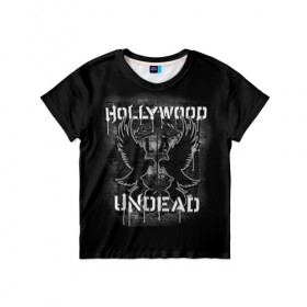 Детская футболка 3D с принтом Hollywood Undead 10 в Тюмени, 100% гипоаллергенный полиэфир | прямой крой, круглый вырез горловины, длина до линии бедер, чуть спущенное плечо, ткань немного тянется | hollywood undead | голливудская нежить