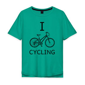 Мужская футболка хлопок Oversize с принтом I love cycling в Тюмени, 100% хлопок | свободный крой, круглый ворот, “спинка” длиннее передней части | Тематика изображения на принте: bicycle | bike | bmx | cycling | enjoy | i | like | love | moto | ride | rider | sport | байк | велик | вело | велосипед | велосипедист | ездить | зож | катать | кататься | лето | спорт | спортсмен
