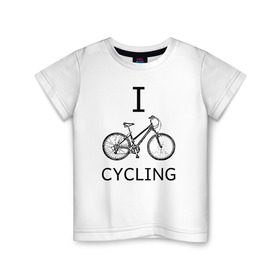 Детская футболка хлопок с принтом I love cycling в Тюмени, 100% хлопок | круглый вырез горловины, полуприлегающий силуэт, длина до линии бедер | bicycle | bike | bmx | cycling | enjoy | i | like | love | moto | ride | rider | sport | байк | велик | вело | велосипед | велосипедист | ездить | зож | катать | кататься | лето | спорт | спортсмен
