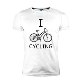 Мужская футболка премиум с принтом I love cycling в Тюмени, 92% хлопок, 8% лайкра | приталенный силуэт, круглый вырез ворота, длина до линии бедра, короткий рукав | bicycle | bike | bmx | cycling | enjoy | i | like | love | moto | ride | rider | sport | байк | велик | вело | велосипед | велосипедист | ездить | зож | катать | кататься | лето | спорт | спортсмен