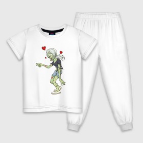 Детская пижама хлопок с принтом Zombie love в Тюмени, 100% хлопок |  брюки и футболка прямого кроя, без карманов, на брюках мягкая резинка на поясе и по низу штанин
 | Тематика изображения на принте: heart | love | zombie | зомби | любовь | сердце