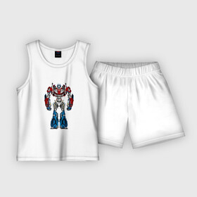 Детская пижама с шортами хлопок с принтом Оптимус Прайм в Тюмени,  |  | Тематика изображения на принте: autobot | robot | transformers | автобот | кибертрон | оптимус | прайм | робот