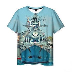 Мужская футболка 3D с принтом Сторожевой корабль в Тюмени, 100% полиэфир | прямой крой, круглый вырез горловины, длина до линии бедер | 3d | море | севастополь | сторожевой корабль | судно | черноморский флот