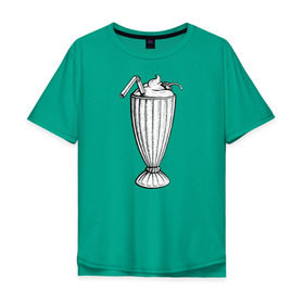 Мужская футболка хлопок Oversize с принтом 5$ Milkshake в Тюмени, 100% хлопок | свободный крой, круглый ворот, “спинка” длиннее передней части | pulp fiction | винсент вега | криминальное чтиво | милкшейк | мия уоллес | пятидолларовый молочный коктейль