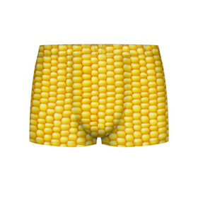 Мужские трусы 3D с принтом Сладкая вареная кукуруза в Тюмени, 50% хлопок, 50% полиэстер | классическая посадка, на поясе мягкая тканевая резинка | Тематика изображения на принте: еда | кукуруза