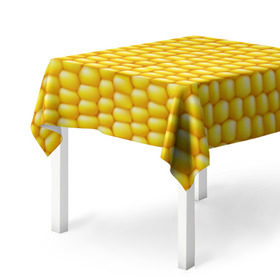 Скатерть 3D с принтом Сладкая вареная кукуруза в Тюмени, 100% полиэстер (ткань не мнется и не растягивается) | Размер: 150*150 см | Тематика изображения на принте: еда | кукуруза