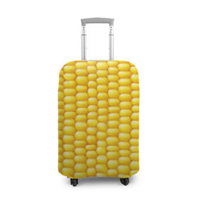Чехол для чемодана 3D с принтом Сладкая вареная кукуруза в Тюмени, 86% полиэфир, 14% спандекс | двустороннее нанесение принта, прорези для ручек и колес | Тематика изображения на принте: еда | кукуруза