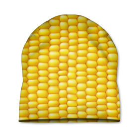 Шапка 3D с принтом Сладкая вареная кукуруза в Тюмени, 100% полиэстер | универсальный размер, печать по всей поверхности изделия | Тематика изображения на принте: еда | кукуруза