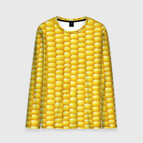 Мужской лонгслив 3D с принтом Сладкая вареная кукуруза в Тюмени, 100% полиэстер | длинные рукава, круглый вырез горловины, полуприлегающий силуэт | еда | кукуруза