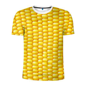 Мужская футболка 3D спортивная с принтом Сладкая вареная кукуруза в Тюмени, 100% полиэстер с улучшенными характеристиками | приталенный силуэт, круглая горловина, широкие плечи, сужается к линии бедра | еда | кукуруза