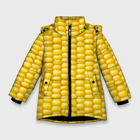 Зимняя куртка для девочек 3D с принтом Сладкая вареная кукуруза в Тюмени, ткань верха — 100% полиэстер; подклад — 100% полиэстер, утеплитель — 100% полиэстер. | длина ниже бедра, удлиненная спинка, воротник стойка и отстегивающийся капюшон. Есть боковые карманы с листочкой на кнопках, утяжки по низу изделия и внутренний карман на молнии. 

Предусмотрены светоотражающий принт на спинке, радужный светоотражающий элемент на пуллере молнии и на резинке для утяжки. | еда | кукуруза