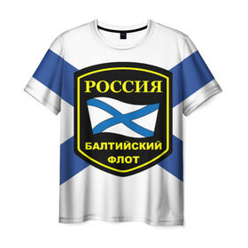Мужская футболка 3D с принтом Балтийский флот в Тюмени, 100% полиэфир | прямой крой, круглый вырез горловины, длина до линии бедер | 3d | военно морские силы | символ | флаг