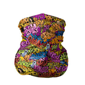 Бандана-труба 3D с принтом Граффити в Тюмени, 100% полиэстер, ткань с особыми свойствами — Activecool | плотность 150‒180 г/м2; хорошо тянется, но сохраняет форму | graffiti | street art | графити | краска | надписи | паттерн | рисунки | стикербомбинг | текстура
