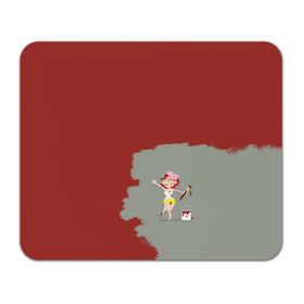 Коврик прямоугольный с принтом Рыжая красит в красный в Тюмени, натуральный каучук | размер 230 х 185 мм; запечатка лицевой стороны | Тематика изображения на принте:  банка | девушка | женщина | капли | кисточка | кисть | краска | красная | маляр | мульт | мультяшка | недокрашенная | прикол | рыжеволосая | следы | строитель