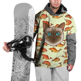 Накидка на куртку 3D с принтом Котик в рыбках! в Тюмени, 100% полиэстер |  | животные | коты | котэ | котята | милые животные | прикольные | рыба | рыбки | цветные | яркие