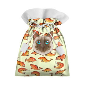 Подарочный 3D мешок с принтом Котик в рыбках! в Тюмени, 100% полиэстер | Размер: 29*39 см | животные | коты | котэ | котята | милые животные | прикольные | рыба | рыбки | цветные | яркие