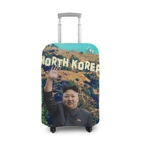 Чехол для чемодана 3D с принтом NORTH KOREA в Тюмени, 86% полиэфир, 14% спандекс | двустороннее нанесение принта, прорези для ручек и колес | Тематика изображения на принте: hollywood | kim jong un | north korea | ким чен ын | северная корея
